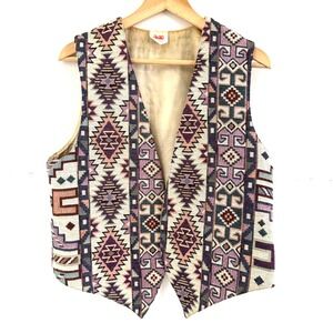 Red Rock‎ Reflections Tapestry Vest Southwestern Aztec Print Sleeveless Medium